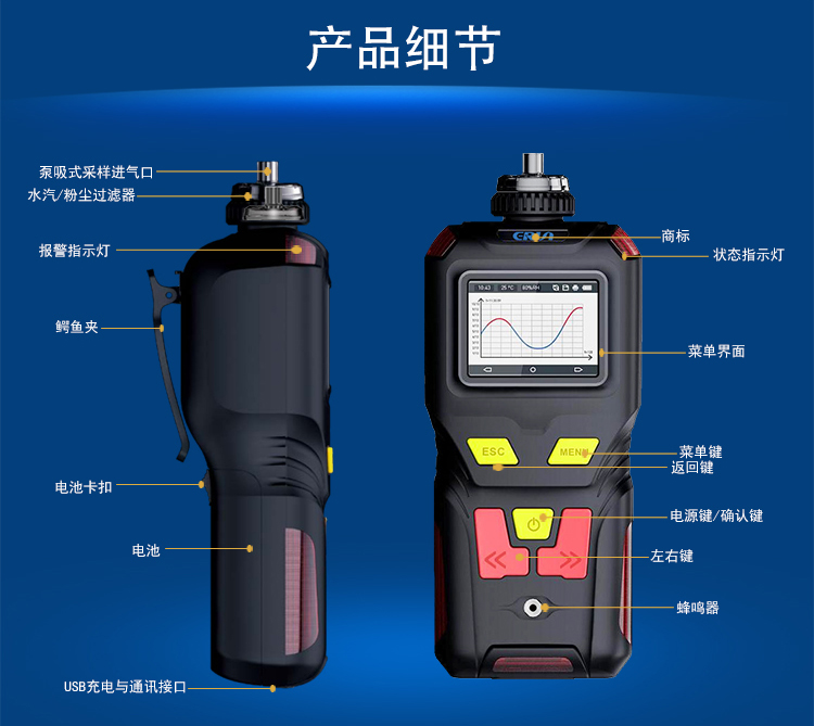 便攜泵吸式二苯胺氣體檢測報警儀